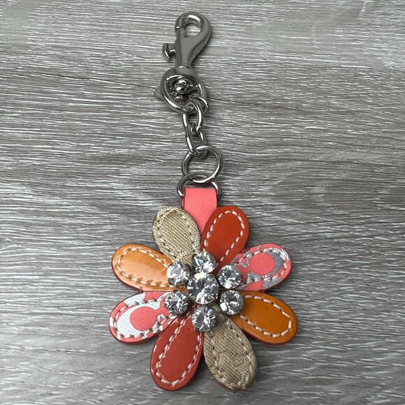 Vintage Rare Coach Patchwork Daisy Keychain Hangtag - Picture 1 of 3